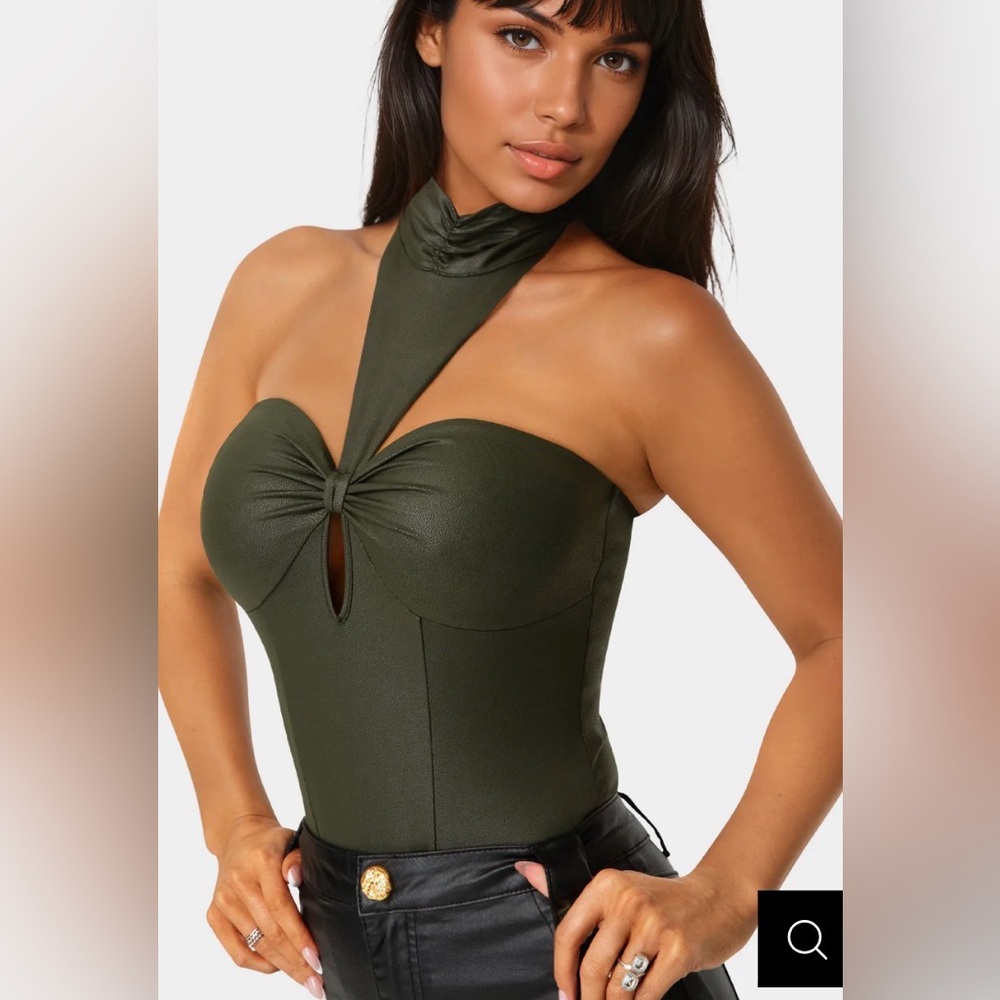 Mock Neck Halter Coated Bodysuit *BRAND NEW*